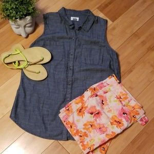 Sleeveless chambray